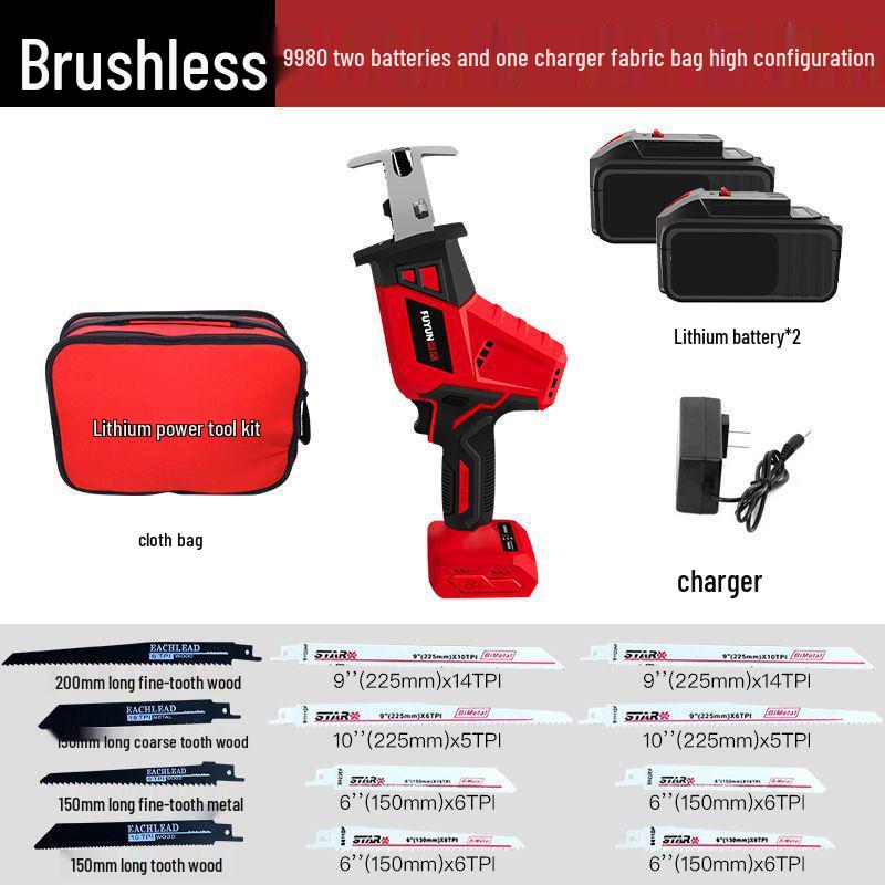 Rechargeable Handheld Brushless Chainsaw - Multifunctional Lithium Battery Saber Saw for Household Logging
