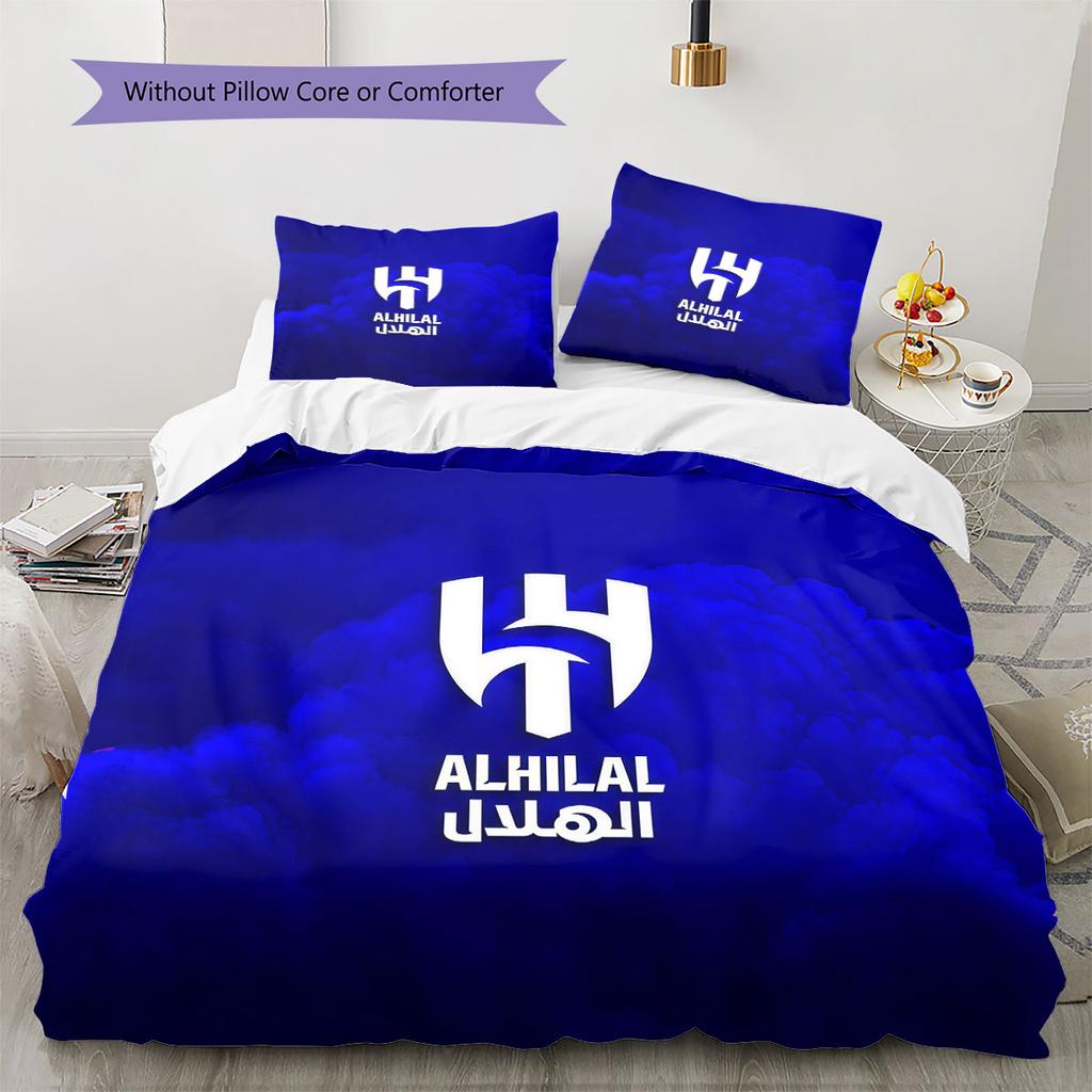 Al-Hilal Saudi FC Pattern Bedding,Quilt Set Quilt Cover Pillowcase Home Birthday Gift(1 * Duvet Cover + 2 * Pillowcase, Without Core)