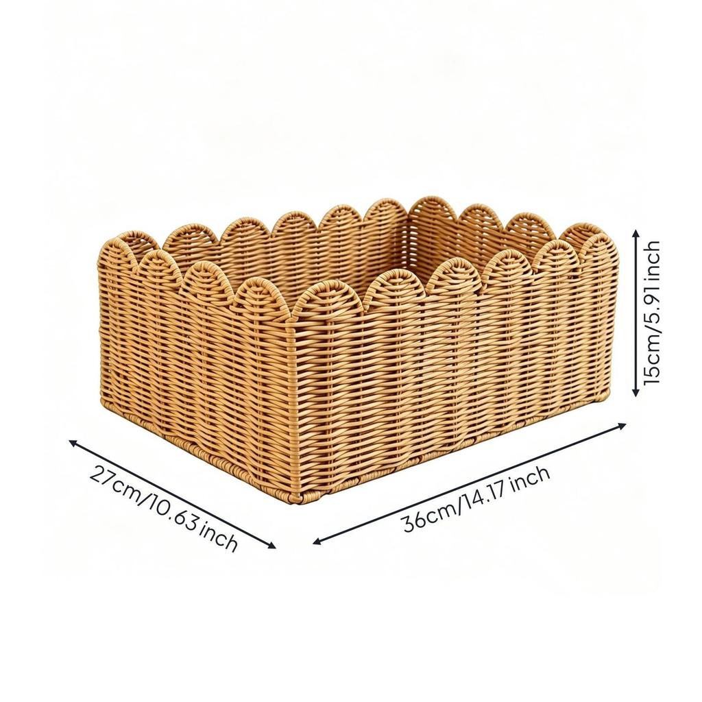 Woven Storage Basket with Rim Decorative Box Practical