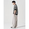 8SECONDS Multi-Stripe Collared Short-Sleeve Knit Black