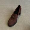Classical Aesthetics 7cm/thick-soled Lazy Shoes Sheepskin Camellia Women's Thick High-heeled Single Shoes