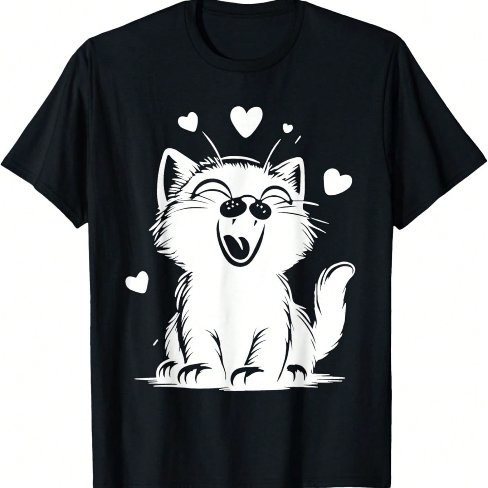 Laughing Cat Funny Cute Kitty Lover Abstract Art Painting T-Shirt S