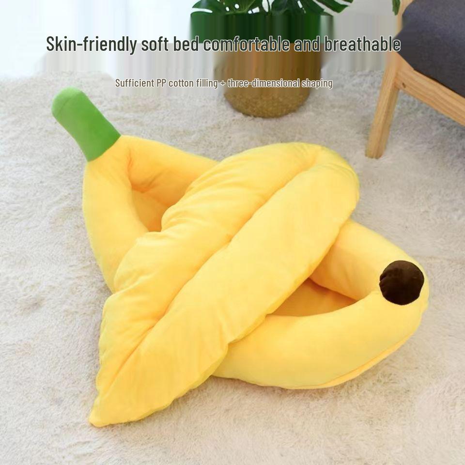 Banana Boat Pet Bed: Cozy Winter Bed for Small Dogs & Cats, Corgi & Teddy Friendly
