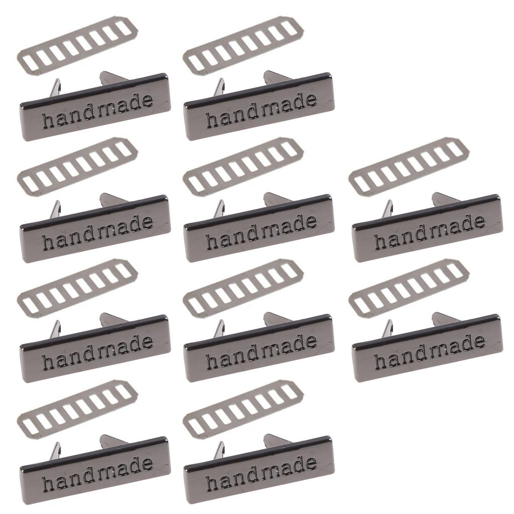 10pcs Metal Handmade Labels Tags for Clothes Jeans Shoes Bags Garment Rectangle Hand Made Printed Label DIY Sewing Craft