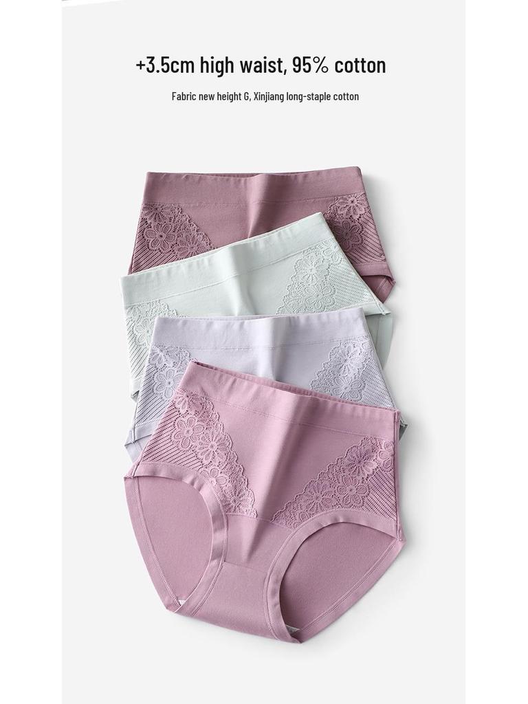 High-Waist Pure Cotton Plus Size Shaping Briefs for Middle-Aged Women with Antibacterial Crotch