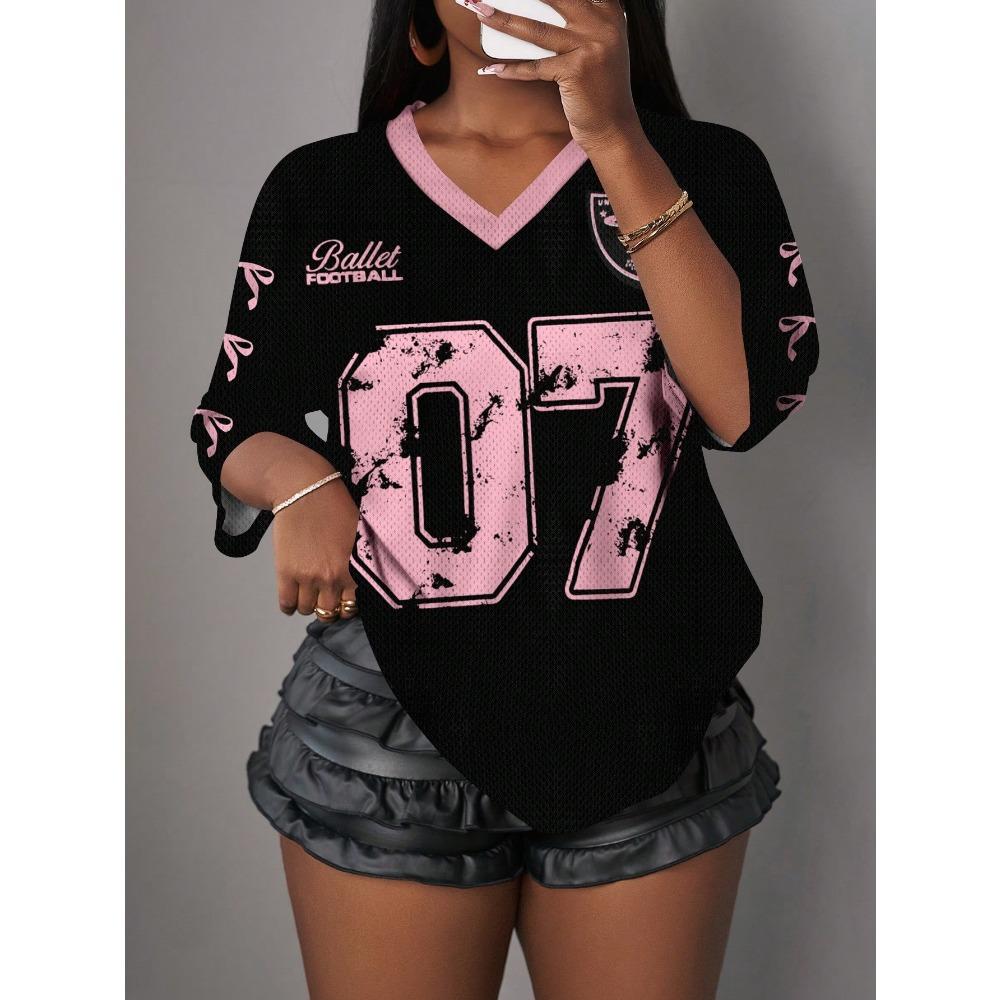3D Digital Printed T-Shirt Teen Ladies Short Sleeve Top Versatile Breathable S