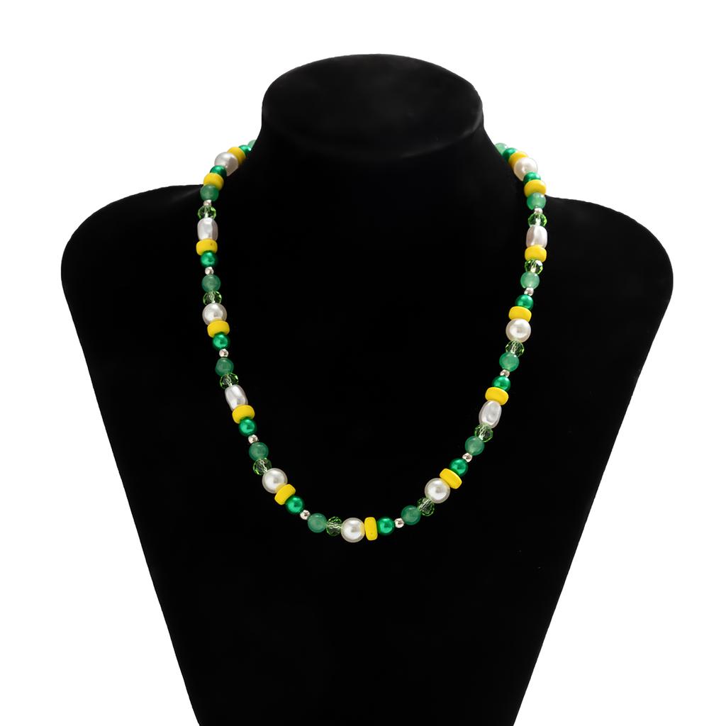 Salirco Bohemian Imitation Pearl Choker Necklace Fashion Colorful Acrylic Beaded Short Necklace Women's Trend Y2K Beach Jewelry