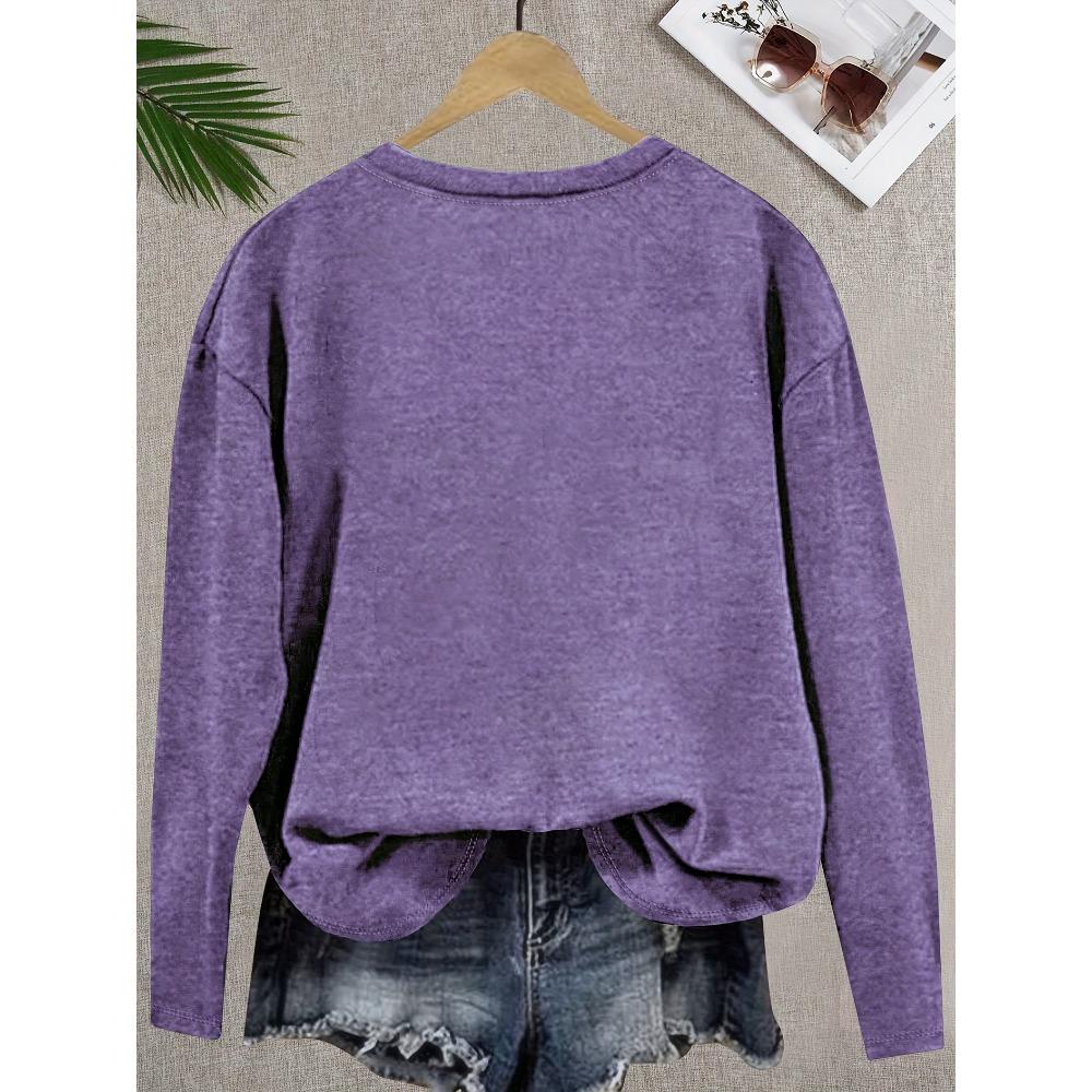 Fashionable crew-neck women's long-sleeve T-shirt, casual style, perfect for autumn commuting and daily wear