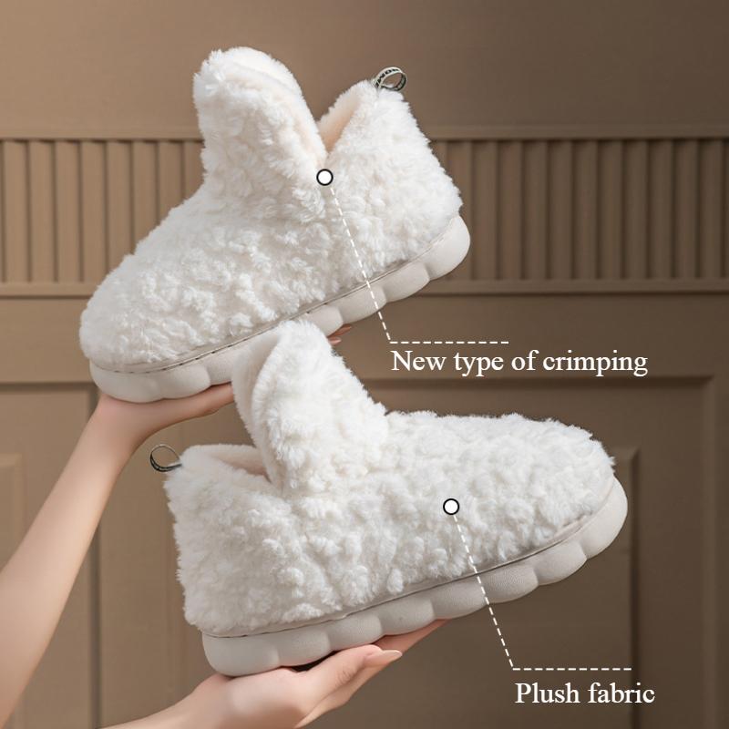 High-heeled Cotton Shoes Women's Warm Plush Thick-soled Stepping On Shit Indoor Home Non-slip Cotton Slippers