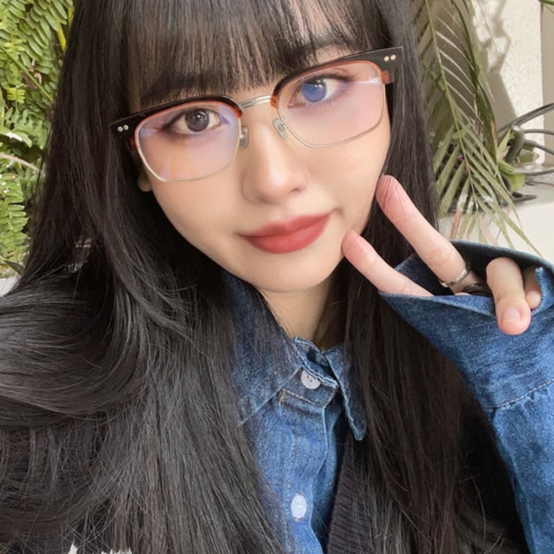 LOOKING4U Neo Retro 52010 Half Frame Horn-Rimmed Glasses Brown