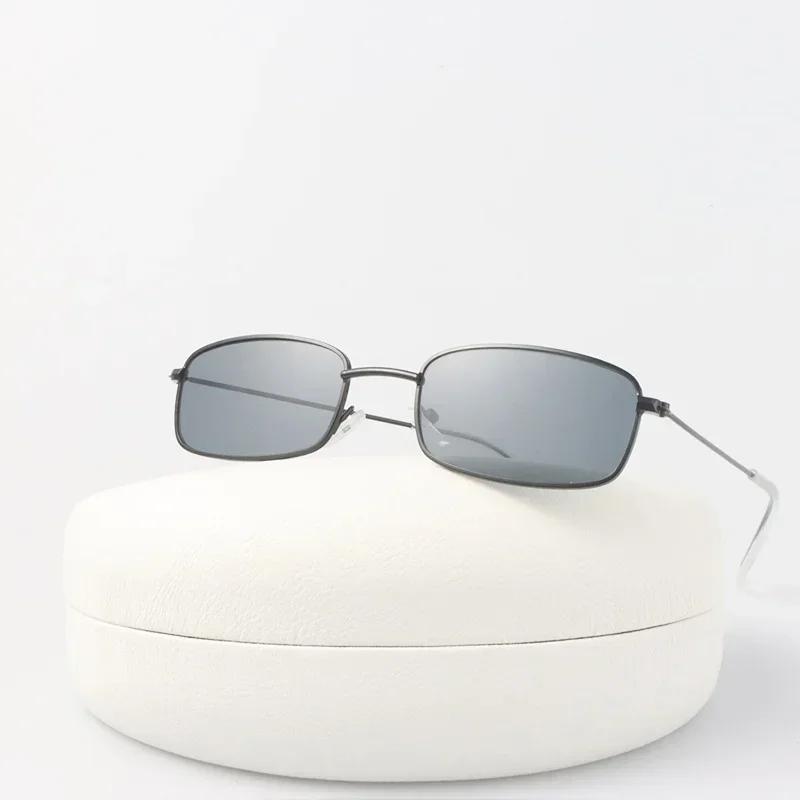 Rectangle Vintage Sunglasses Man Brand Designer Metal Sun Glasses Male Fashion Ocean Color Small Frame Mirror