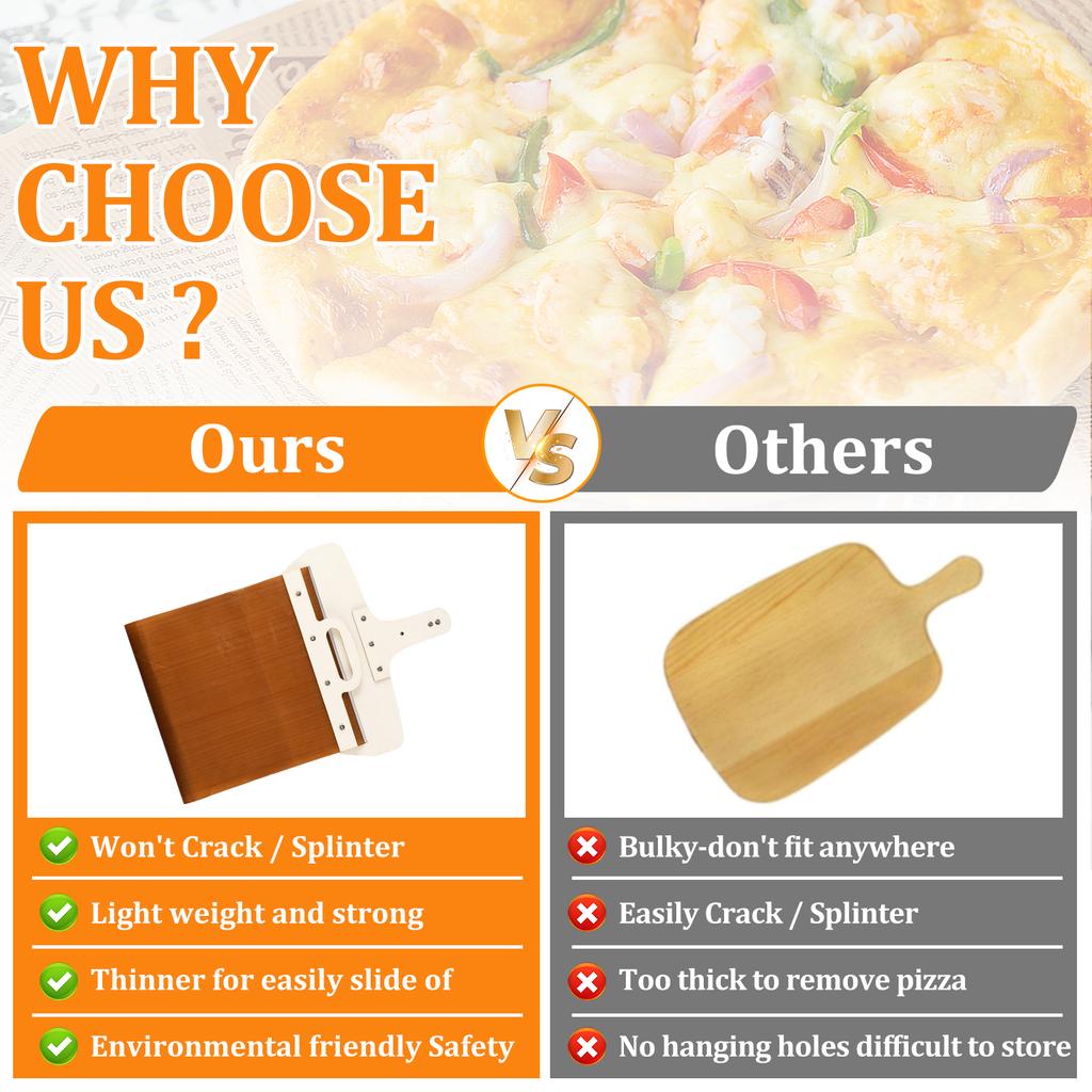 Sliding Pizza Peel Non-Stick Sliding Pizza Shovel with Detachable Wood Handle Effortless To Clean Sliding Pizza Paddle for Oven