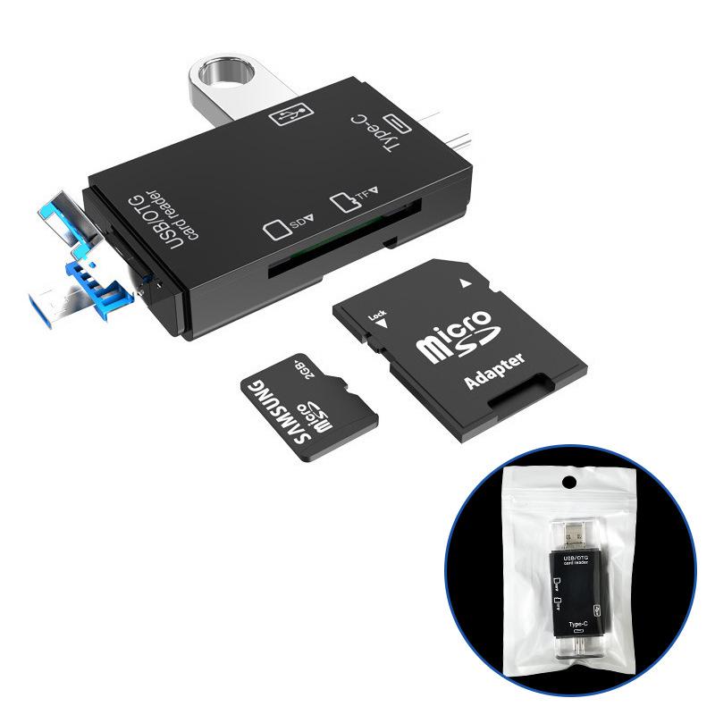 

6-in-1 USB 3.0 Type-C Card Reader for Android & Computers, OTG SD/TF/U Disk Compatible.