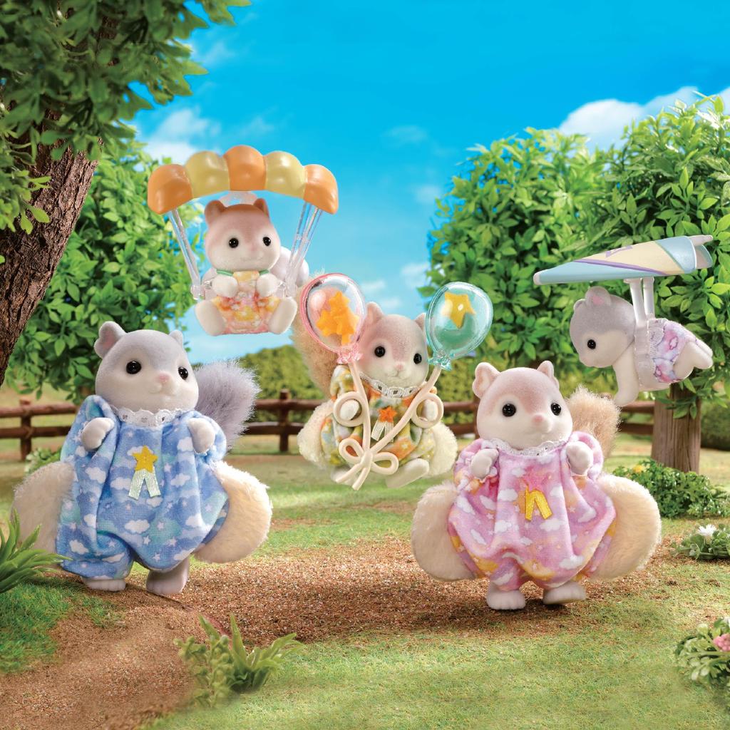 Sylvanian Families Doll Set Squirrel ST Mark Ages 3 and Toy Sylvanian Epoch [Flying Family] FS-64 Certified, Up, Dollhouse, Families, Co., Ltd.