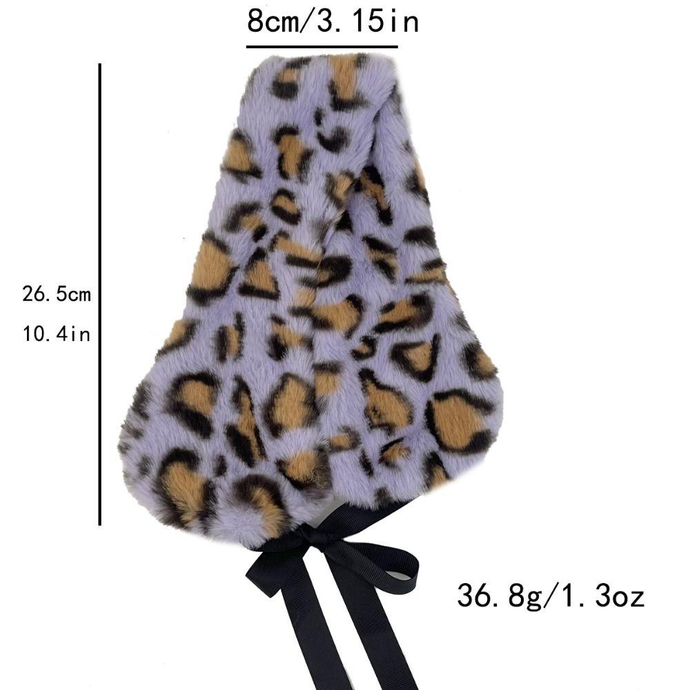 Solid Color Leopard Headbands Plush Warm Scarf Fashion Ear Warmer Women Headwear