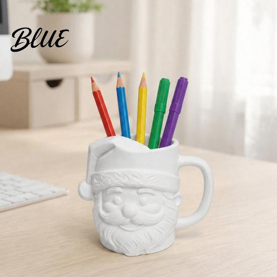 Festive Garden Stake Decoration 3D Printed Santa Claus Pen Holder with Handle Christmas Decorative Stationery Organizer Large Holiday Desk