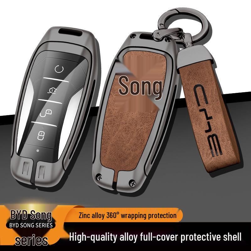 BYD Key Case Metal Shell: Anti-Lost Protection for Song PRO, Han, Tang, Song PLUS, Song MAX, Qin PRO Models.