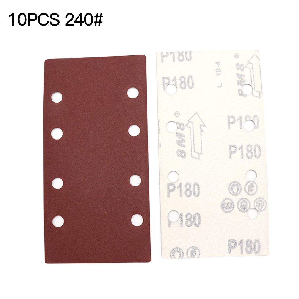 10pcs Self-adhesive Flocking 8-hole Abrasive Paper Wood Rectangle Sanding Polishing Paper 80 Grits