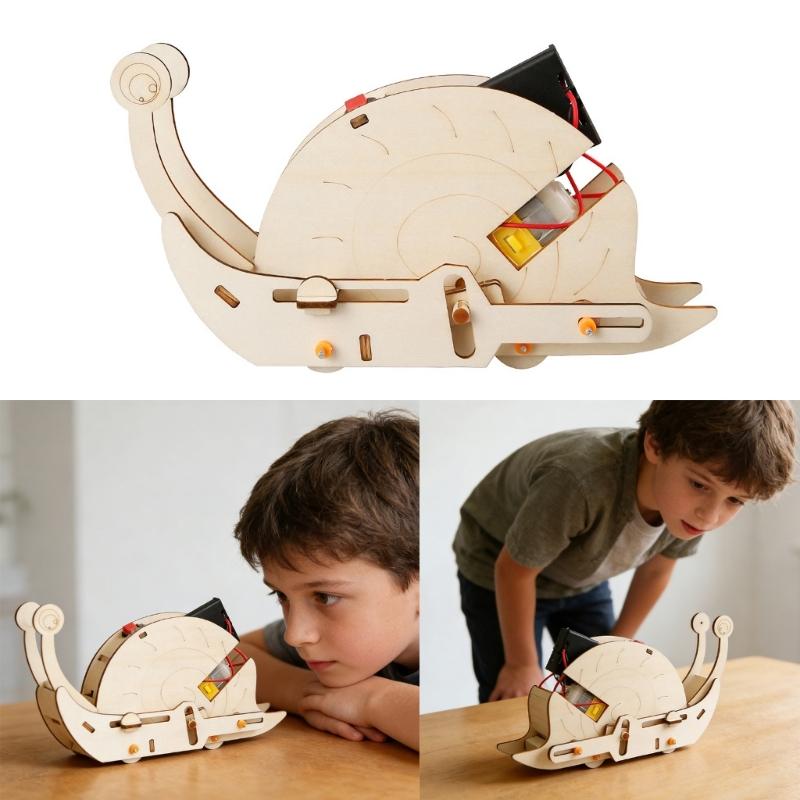 Friendly Wooden Funny Electric Snail Model Hand Craft Set for Educational Physics Teaching and Student Craft Projects