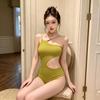 New Light Luxury Simple Pure Desire Small Fragrance Sexy Muse Shoulder Size Chest One-piece Backless Swimsuit Women's Swimsuit