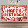 Red Strawberry Party Background Polyester Poster Photo Props  Photo Booth