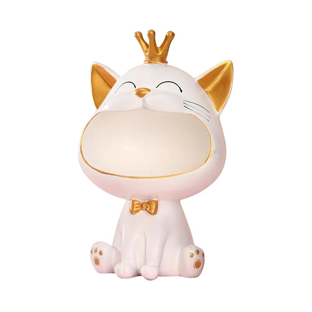 

Скульптура кота удачи, вход, ремесло, держатель для ключей из смолы, фигурка кошки, украшение стола, украшение для рабочего стола, хранение мелочей, поднос для закусок