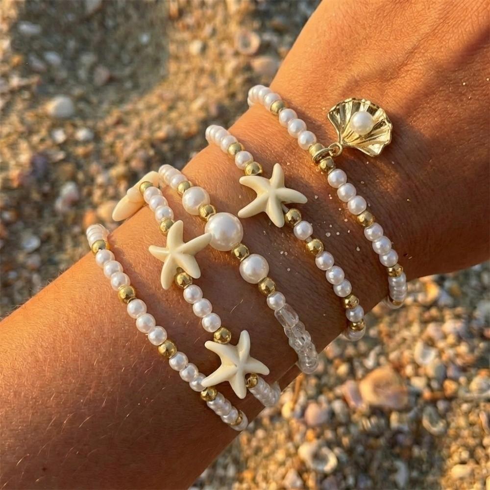 Bohemian Multilayer Shell Bracelets Starfish Wrap Charm Hand Chain New Conch Beaded Bangles Gifts