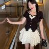 Sweet and Fashionable Fake Two-piece Top Waist Skirt Two-piece Set Summer Japanese Soft Sister Shirt Tutu Skirt Set Women