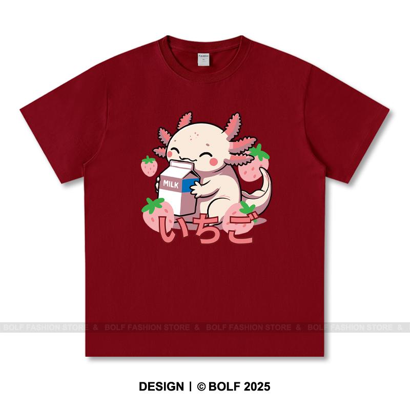 Japanese Kawaii Animal Printed T-Shirt 100% Cotton Oversized Cute Graphic Tees for Men Women Summer Tops Anime Streetwear