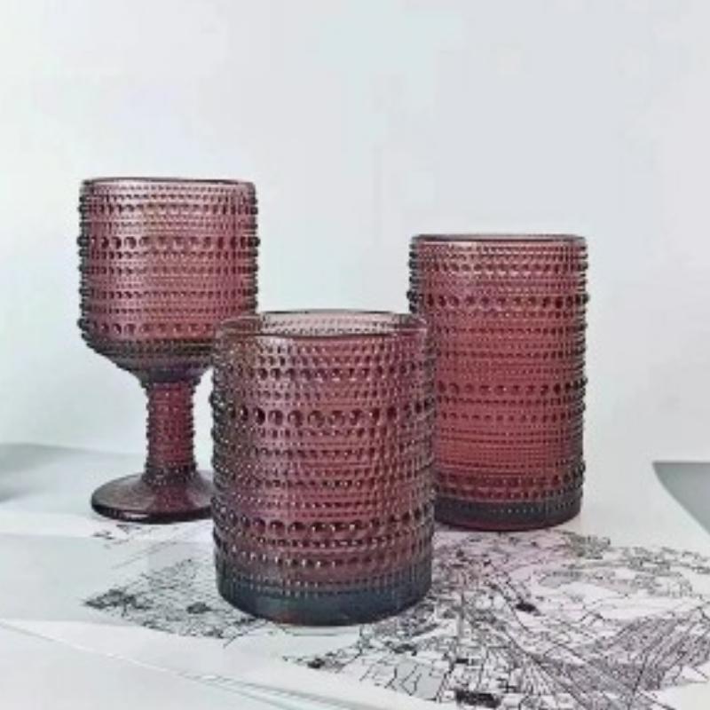 Bicchieri da Vino Colorati Retrò in Vetro Tazze per Succhi Bevande Fredde Bicchiere d'Acqua Gambo Alto Matrimonio Festa Casa Ristorante Bar Bicchieri da Tavola Tazza
