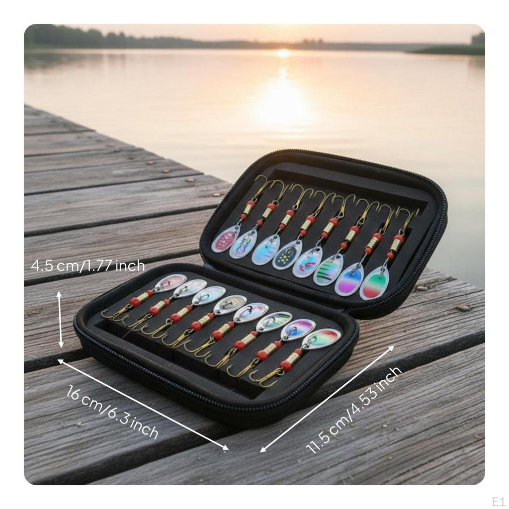 16 Pieces Revolving Lure Set Portable Lightweight Storage Pouch Inline Kit Degree Rotation