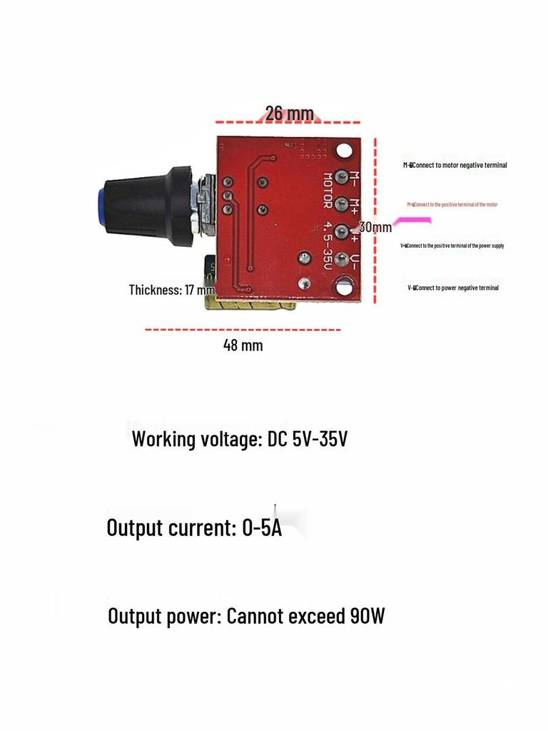 Small DC Motor Speed Controller 2.2V-35V Stepless Adjustment Module