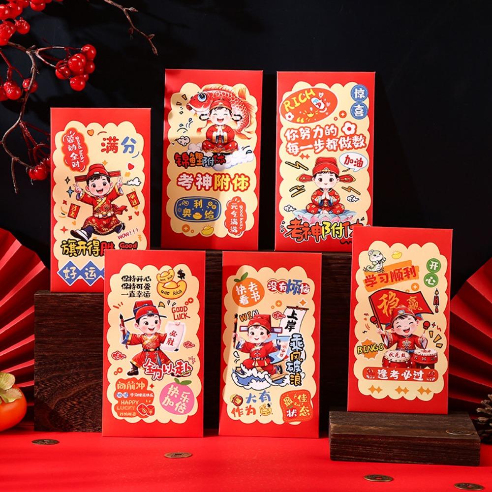6pcs Cartoon 2025 Snake Year Red Envelopes Chinese Style Hongbao New Year Money Packets Traditional Blessing Gifts Packing Bags