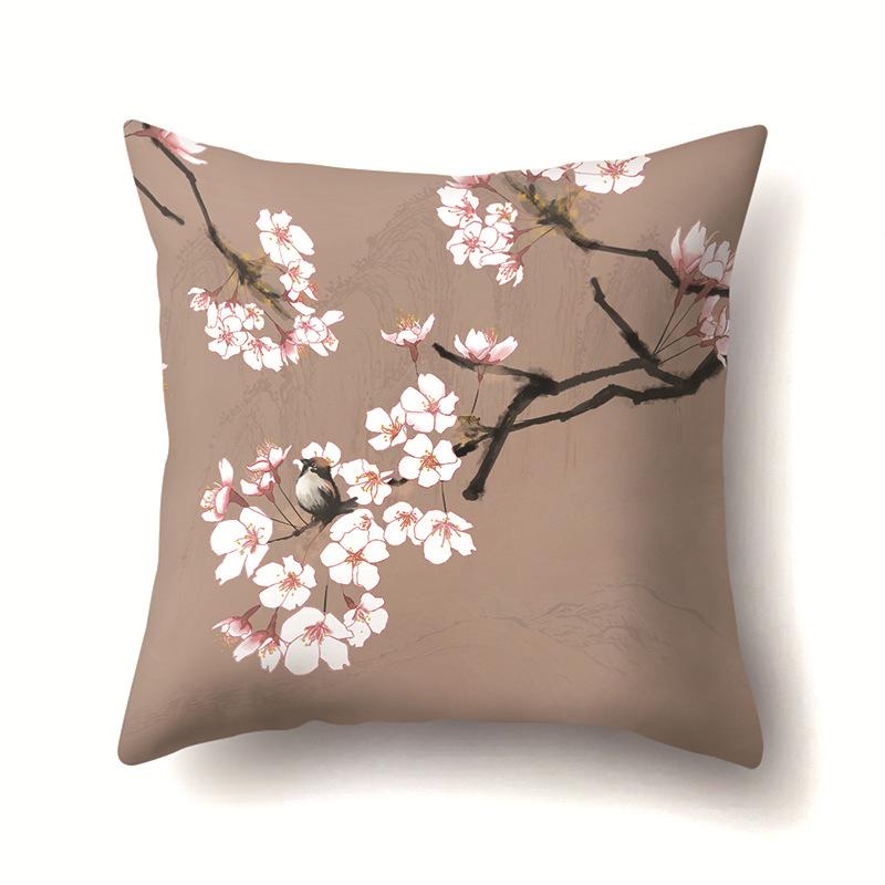 Leaves, Geometric Branches, Sofa Pillowcase, Single-sided Office Cushion Cover, Living Room Pillowcase, Biker Waist Pillowcase