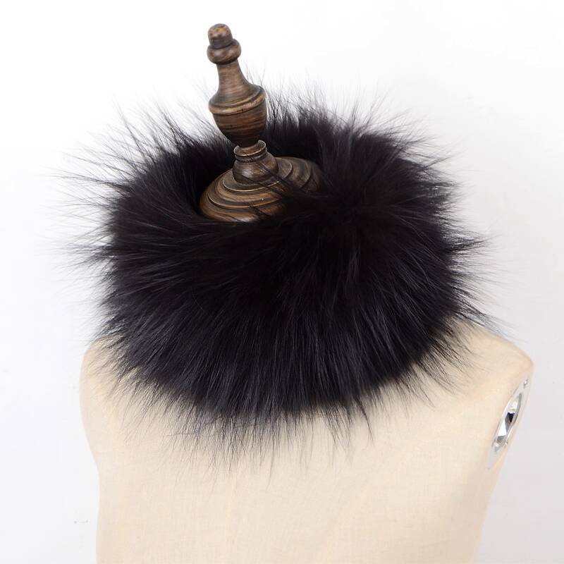 Echter Fuchsfellschal Handgestrickter Pelz-Nackenschal Winter Elastisches Stirnband Pelzschal Plüsch Warm Dicke Nackenwärmer