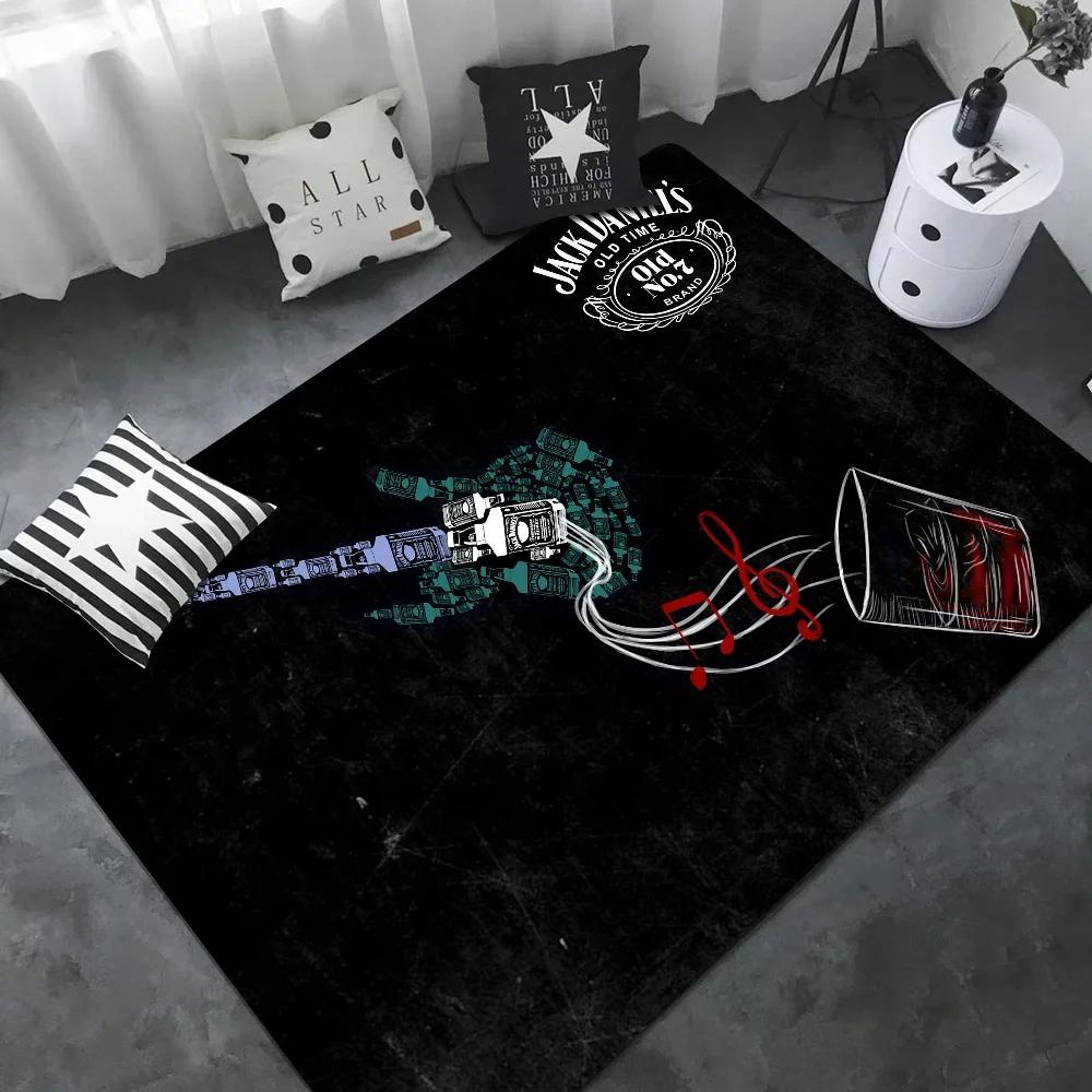 J-Jack-Daniels Whisky Pattern Room Mats Washable Non-Slip Living Room Sofa Chairs Area Mat Kitchen Alfombra