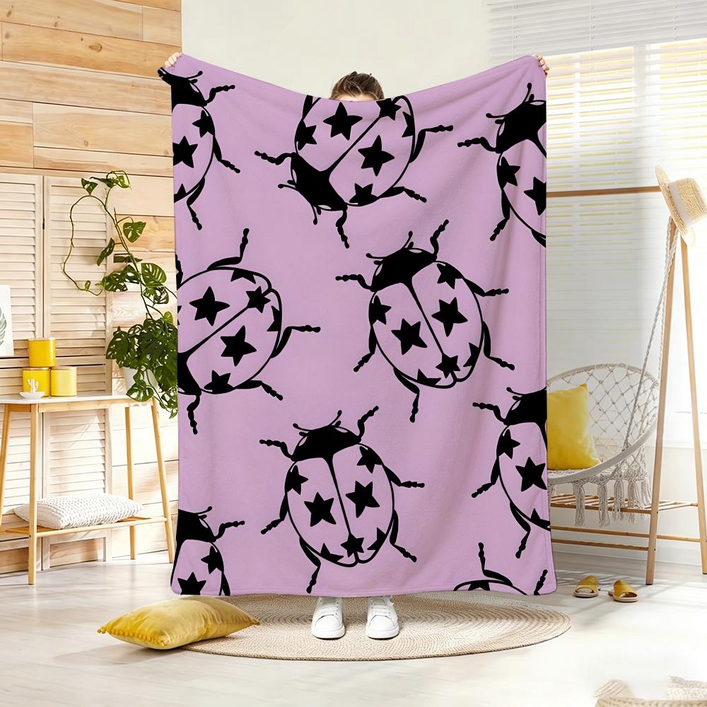 Artistic Pattern L-LadybugS Throw Lightweight 240g Flannel Blanket Soft Skin-friendly for Summer Cooling