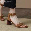 Fashion High Heels Sandals Women Square Toe Slingback Shoes Brand 2025 New Trend Summer Chunky Dress Elegant Office Open Toe Pumps Mujer