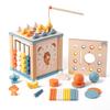 Wooden Activity Cube with Shape Sorter FineMotor Educational Center Early Learning