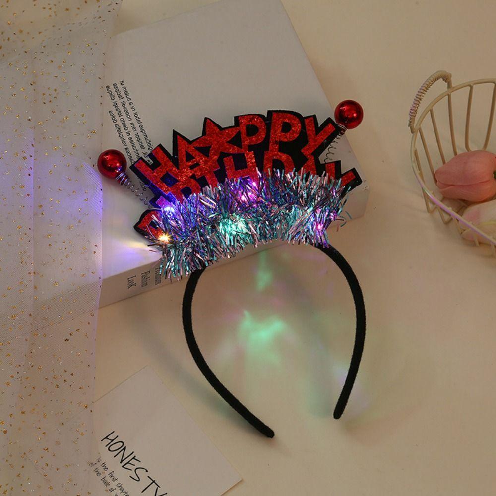 Luminous LED Light Hair Hoop Plastic Ball Children Birthday Hair Bands Female/Children