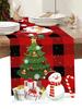 1pc Merry Christmas Snowman Snowflake Christmas Tree Pattern Table Runner, Christmas Tablecloth, Polyester Christmas Table Cover, Merry Christmas,