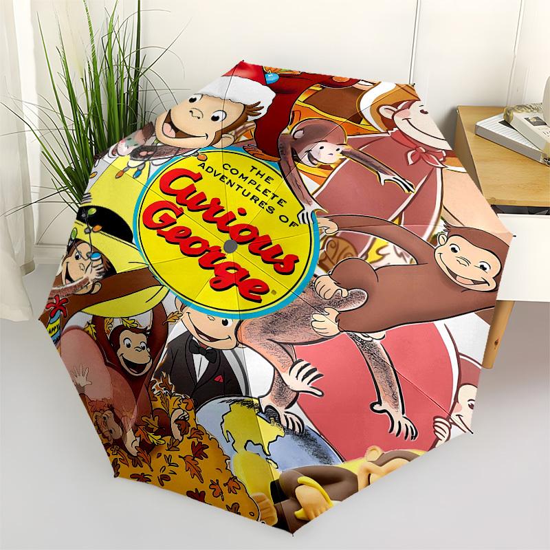 

Curious George, Adventures Automatic Opening and Closing, 8 rib Structure Portable Umbrella, Suitable for Men and Women in All Seasons Perf