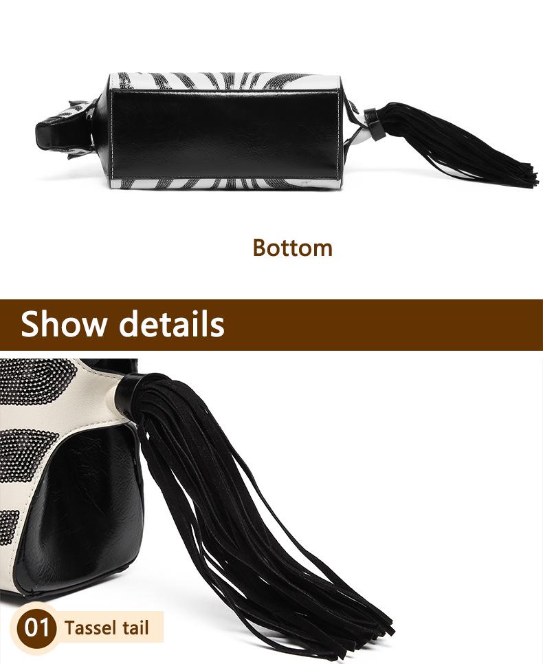 Dámská flitrová taška přes rameno se zebřím vzorem - Nový styl, Niche design, Kontrastní barva, Vysoce kvalitní textura, Osobnostní crossbody taška