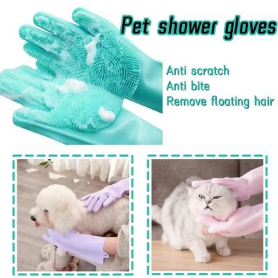 Husdjursbadhandskar Rengöring Massage Hårborttagningshandskar Silikon Hårborttagning Bekväma Rena Anti-Bitt Handskar Hundbadhandskar