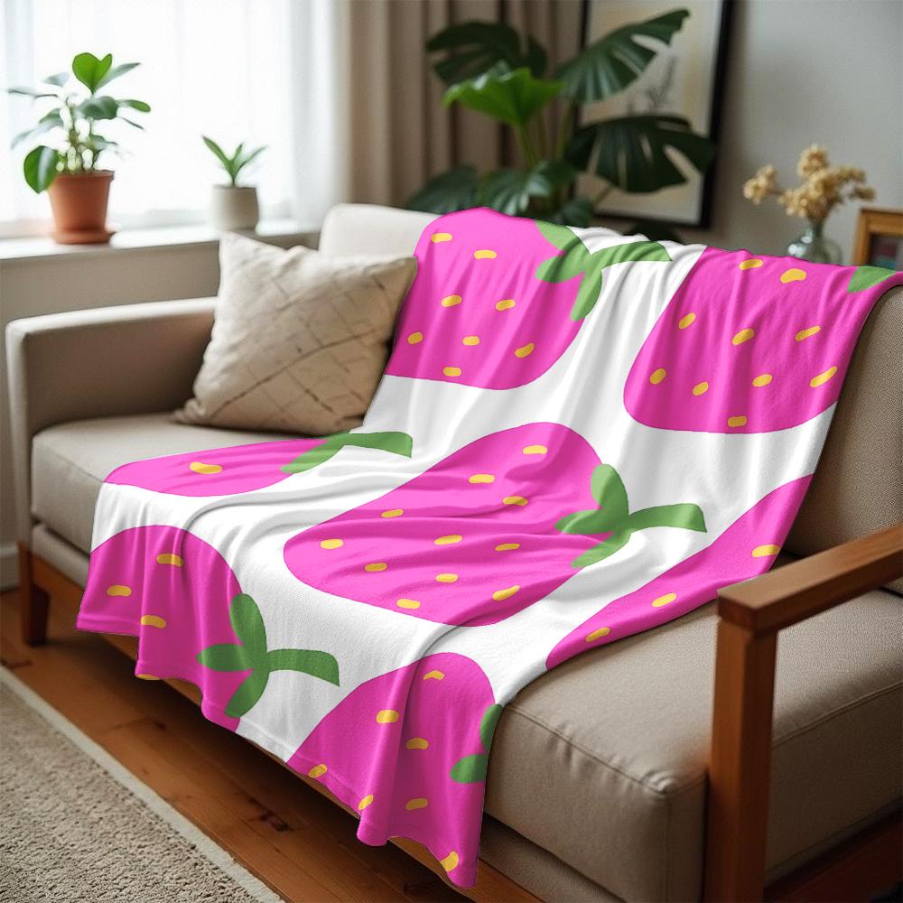 Cartoon Rosa Erdbeere Cartoon Anime Druck Flanelldecke Weich Warm Überwurf für Kinder Schlafzimmer Sofa Weihnachten Büro Auto