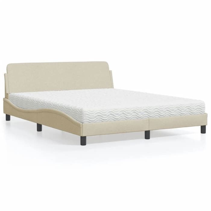 VidaXL Bed with Mattress Cream 160x200 Cm Fabric 3208429
