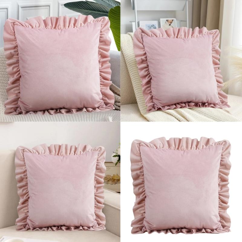 Zartes Beflocktes Rüschen-Kissenbezug Polyester Bettbezug Mit Dekorativer Kante für Schlafzimmer Wohnzimmer Styling