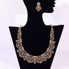 Luxury Crystal Zircon Circular Shape Golden Pearl Necklace Women Dubai Bridal Wedding Birthday Party Indian Jewelry Set Gift