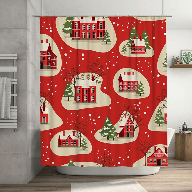 

Tu Winter Forest Shower Curtain Christmas Trees Snowy Landscape Nature Bathroom Decor Woodland Theme Fabric Waterproof Backdrop W60H190(CM)-1 Pcs