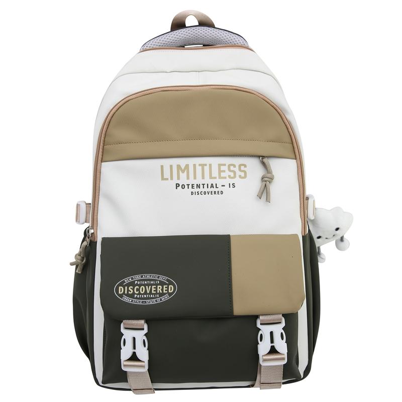 

Цветной блок школьная сумка женский легкий рюкзак большой емкости зелёный